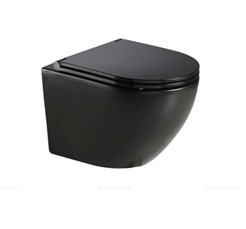 Унитаз Azario Grado подвесной безободков черн. мат. в комп. сидение микролифт 490*370*360 